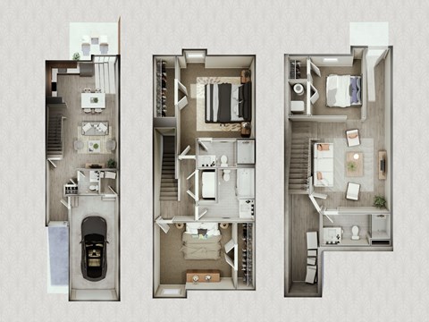 Floor plan for 3 beds, 3.5 baths, 1666 sqft
